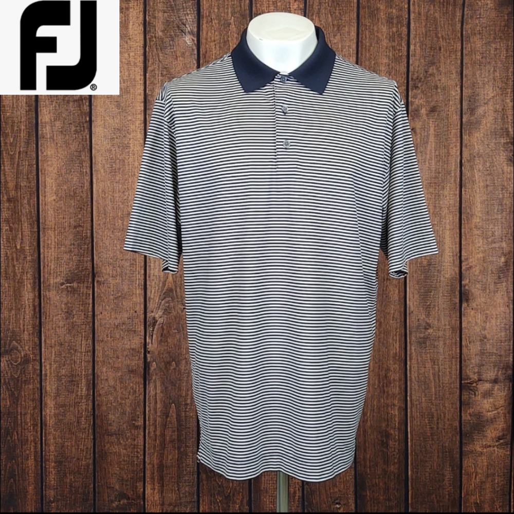 Isle Blue and White Pinstripe Stretch Men's Polo Like New